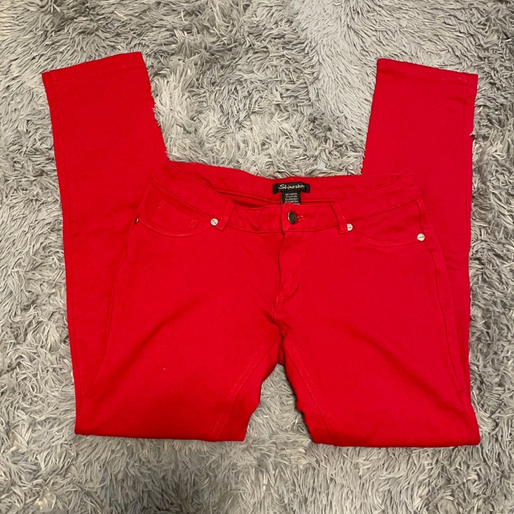 Red low rise jean legging juniors size medium fits like a women’s small